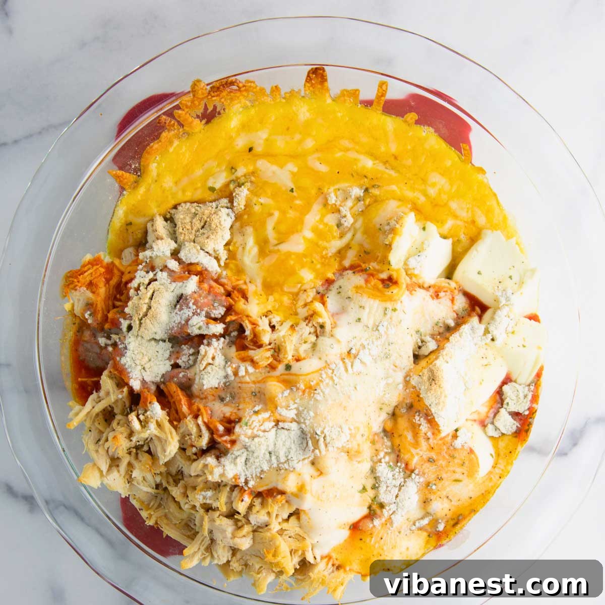 Ultimate Tangy Chicken Dip 7 buffalo chicken dip after first bake