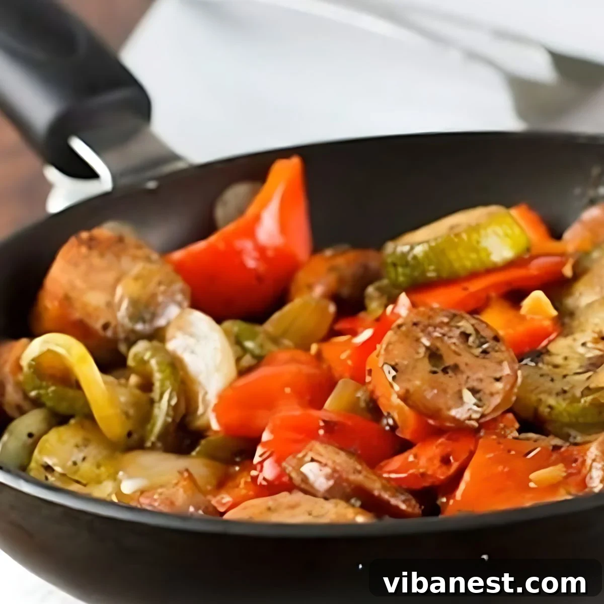 Robust Italian Chicken Sausage Skillet 2 Delicious Italian Chicken Sausage Skillet with vibrant vegetables