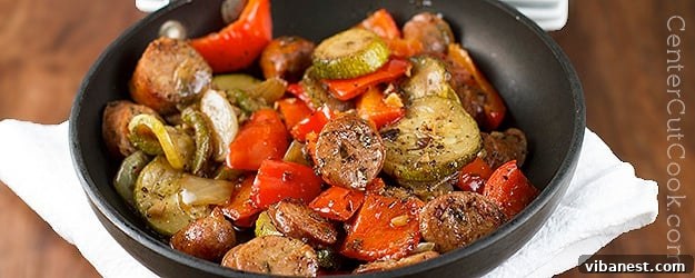 Italian Chicken Sausage Skillet.jpg Close-up of the finished Italian Chicken Sausage Skillet, ready to eat