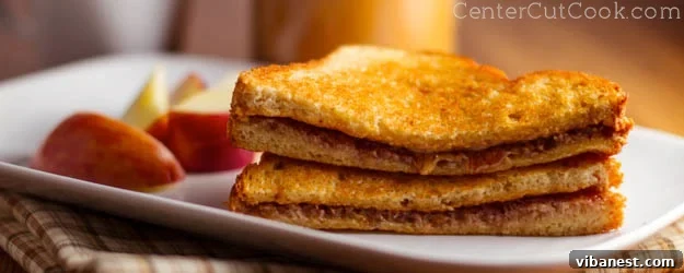 Delicious grilled peanut butter and jelly sandwich, perfectly browned