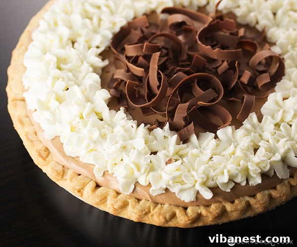 Piped Whipped Cream on French Silk Pie Homemade stable whipped cream piped beautifully onto the French Silk Pie