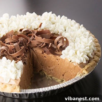 French Silk Pie Ready to Serve A perfectly portioned slice of French Silk Pie ready to be served