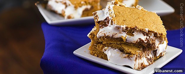 Delicious Peanut Butter S'mores Bars Stacked