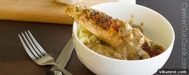 Delicious Chicken with Mushrooms in a Light Balsamic Cream Sauce, perfectly cooked