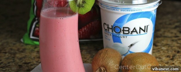 Delicious strawberry smoothie in a glass