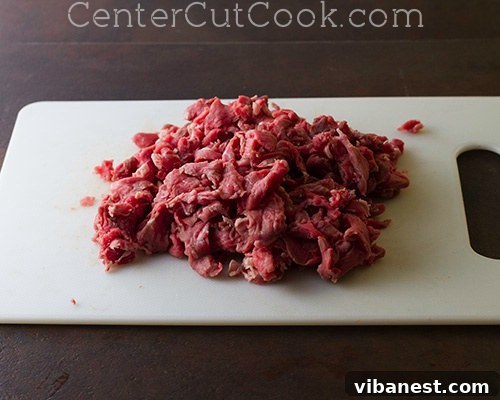 philly cheesesteak sandwiches 3.jpg Close-up of thinly sliced beef, a key ingredient for Philly Cheesesteaks