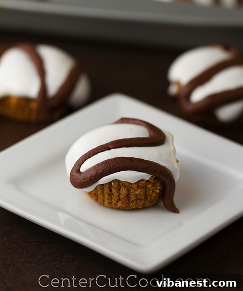 Finished Peanut Butter S'mores Bites drizzled with chocolate. Peanut butter smores bites 5